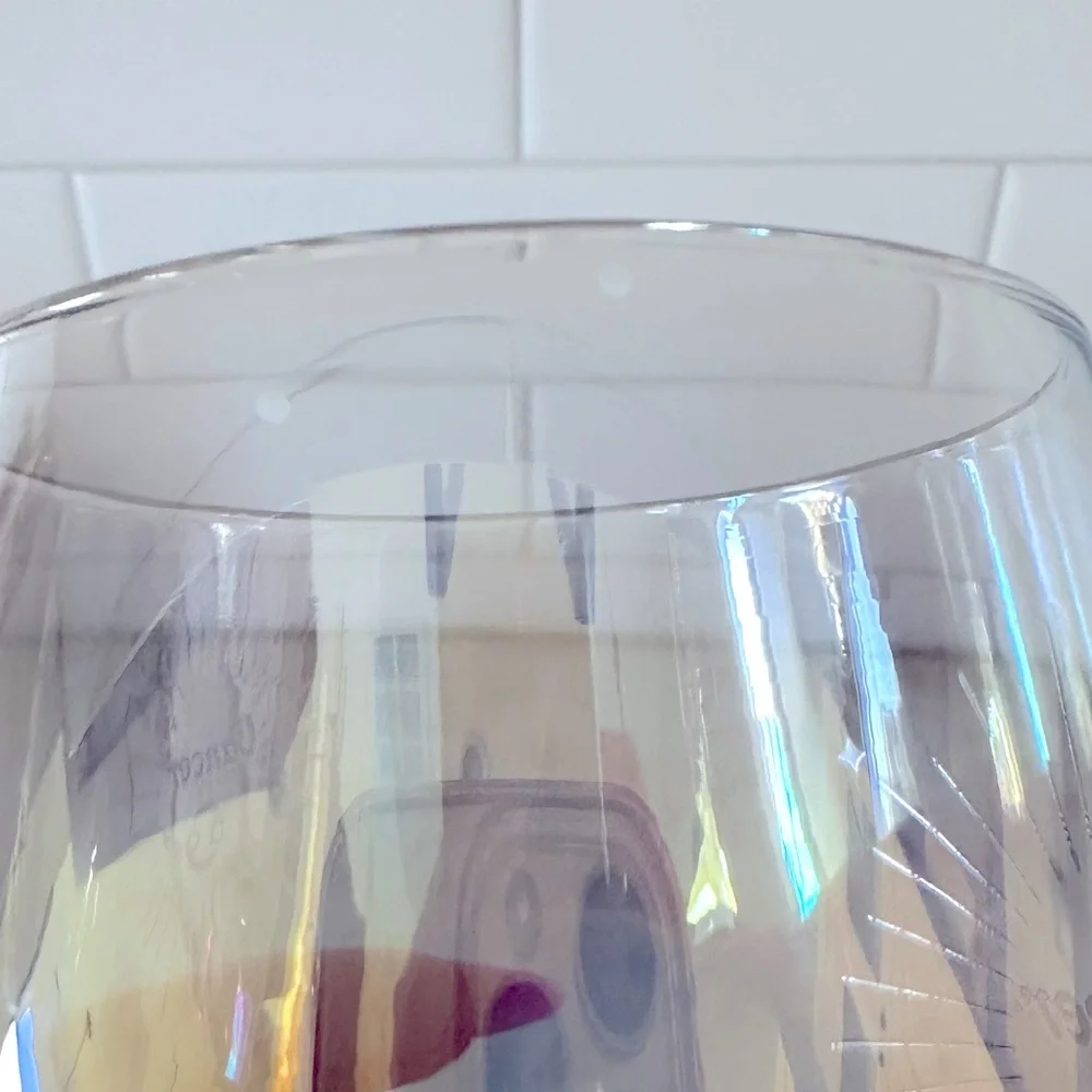 CANCER Zodiac Sign Iridescent Stemless Wine Glass Flawed - Picture 3 of 3